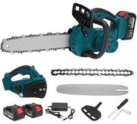 Tronçonneuse à batterie pour élagage, scie électrique pour bois, sécateur 12 pouces avec 2 batteries 48 V, avec réservoir d'huile automatique, vitesse moteur 3500 tr/minute, tronçonneuse pour