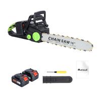 Tronçonneuse à Batterie, Tronçonneuse Electrique Sans Fil 16", Moteur Brushless Cuivre 1800W, 2 Batteries Incluses, Graissage Automatique, Sécurité, Pour Professionnel et Bricolage (Noir)