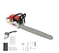 Tronçonneuse à essence 52 CC 2 temps 55 cm avec poignée supérieure - 7500 tr/min - Refroidissement par air - Avec couvercle de barre de chaîne et bouteille de mélange d'huile de carburant, sac à