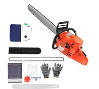 Tronçonneuse à essence 71 CC - Tronçonneuse professionnelle à essence avec épée et chaîne - Moteur 2 temps - Dispositif d'absorption des chocs - Interrupteur de sécurité pour le jardinage, la bûcherie