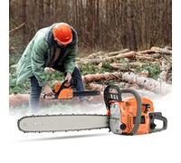 Tronçonneuse à gaz 58 cc, scie à chaîne à gaz de 50,8 cm avec poignée confortable, scie à chaîne à essence portable de 2000 W pour coupe du bois de ferme, arbre, jardin (orange)