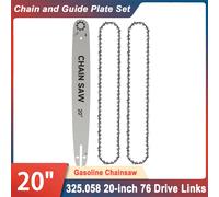 Tronçonneuse à gaz professionnelle de 20 pouces, chaîne 76DL, pas de 0.325 pouces, dent de guidage 0.058 pouces, alliage de qualité supérieure arrondi, ensemble de tronçonneuse à essence de 20 pouces