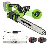 Tronconneuse Batterie 16 Pouces, Tronconneuse Electrique avec 2 x 4.0 Ah Batterie, Moteur sans Balais de 2200 W, Écran LCD et Lubrification Automatique de La Pompe à Huile, pour Coupe Bois