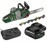 Tronçonneuse batterie GMAK 36/40 40cm +2 bat 18V 2Ah +lotur +chaîne titanee