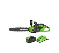 Greenworks Tronçonneuse sans balais GD40CS15K4 35 cm 40 V – Batterie 4,0 Ah et chargeur