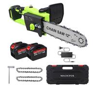 Tronçonneuse Brushless sans fil Coupe 30 cm MAGICFOX, Auto lubrification avec 2 batteries*6.0Ah, 2 chaines, Tronçonneuse Légère