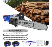 Tronçonneuse Brushless sans fil Coupe 40cm, Avec 2 batteries*4.0Ah, 2 chaines, Tronçonneuse sans fil 16 pouces