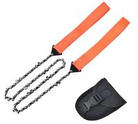 Tronçonneuse de poche en acier inoxydable avec poignées camouflage et sac, chaîne 65 cm, légère et maniable, idéale pour le camping, la randonnée, les activités en plein air