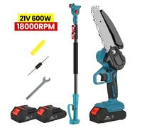 Tronçonneuse Élagueuse Sans Fil 6 Pouces,Tronçonneuse 2m Tige Télescopique Moteur Balais 2 Batteries 600W 1.1-2m Branches Haute