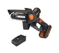 WORX Élagueuse Mini Tronçonneuse sans Fil 20V WG325E, Brushless, Guide 12 cm, coupe 10 cm, pour élagage, taille, ébranchage, tronçonnage, capot de protection,livrée avec 1 batterie 2Ah