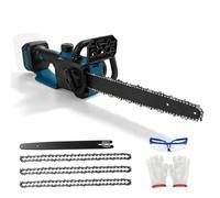 Tronçonneuse électrique 12" compatible avec Bosch 18V GBA, moteur sans balais 1200W Longueur de lame 30cm Lubrification automatique de chaîne avec 3 chaînes de scie (bleu pour Bosch)