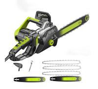 Tronçonneuse électrique 16", tronçonneuse filaire de 3,5 kg, graisseur automatique, protection contre le rebond, tendeur de chaîne sans outil, avec verrou de sécurité et protection de tronçonneuse