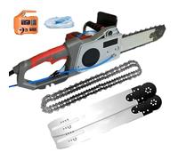 Tronçonneuse électrique pour béton, tronçonneuse murale portative, tronçonneuse murale diamantée sans balais de 48 cm, avec 2 chaînes et 2 guides-chaînes, système anti-poussière alimenté par eau