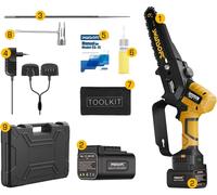 Tronçonneuse électrique, puissance 600W, guide de 15 cm, moteur brushless, 6inch CS-2S orange, deux batteries, tronçonneuse à chaîne polaire