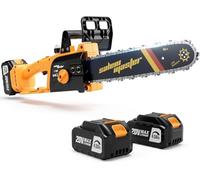 Tronçonneuse électrique Sans 30cm Fil 12 Pouces, 20 V, 2 Batteries, 4 Ah, Portable, Compacte, Pour La Coupe Du Bois, Jaune