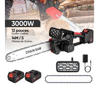 Tronçonneuse électrique sans balais 21V, 12 pouces, portative, idéale pour la coupe du bois, les outils de menuiserie et l'élagage de jardin 2 BATTERY