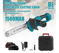 Tronçonneuse Électrique Sans Fil 12 Pouces - 21V 1300W - Moteur Brushless - Compatible Batteries Makita -Scie à Chaîne pour Élagage