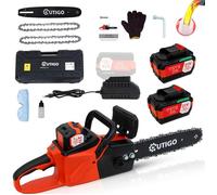 Tronçonneuse électrique sans fil 12 pouces, OUTIGO, Batteries2* 4000mAh, Moteur 700w, 2 chaînes + 1 plaques de guidage.