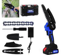 Tronçonneuse électrique sans fil 15 cm - Avec 1 batterie de 21 V 1,5 Ah - Pour couper du bois, couper des arbres, taille de coupe de 80 mm, 2200 spm, 1 chaînes, 1 plaque de guidage