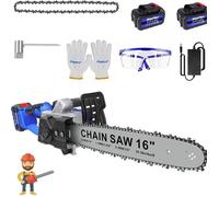 Tronçonneuse électrique sans fil 16 pouces, DAYPLUS, avec 2x 4.0Ah Batteries & 1 Chaîne, longueur coupe 40cm Pour couper du bois