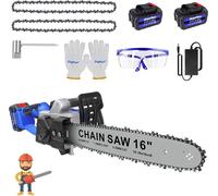 Tronçonneuse électrique sans fil 16 pouces, DAYPLUS, avec 2x 4.0Ah Batteries & 2 Chaînes, longueur coupe 40cm Pour couper du bois