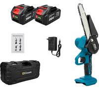 tronçonneuse électrique sans fil de 6 pouces, puissance de 1500W, vitesse de rotation à vide de 4000 tr/min, 2 jeux de batteries Bleu