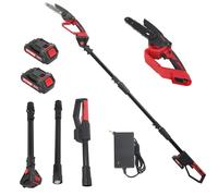 tronconneuse electrique sans fil tronconneuse sur perche elagueuse telescopique mini tronconneuses a batterie outil jardin arbre coupe branches cordless 21v double batterie (Rouge et noir)