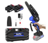 Tronçonneuse électrique super puissante et scie à chaîne à batterie avec aiguiseur - Outil de jardin pour coupe de bois avec 2 piles Li-Ion et 2 chaînes, 2200W, longueur de plaque de guidage de 15 cm