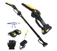 Tronçonneuse électrique Télescopique sans fil 40.5cm 800W - CURFAIR- 2.18m pôle d'extension - 2 x 2Ah Batteries