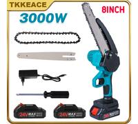 Tronçonneuse électrique TKKEACE de 8 pouces pour batterie Makita 21V, outil de coupe de bois sans fil de 3000W, coupe-branches de jardin With 2 Battery