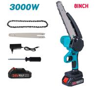 Tronçonneuse mini 8 pouces - 3000W - 24V - 2 batteries Makita 18V - Moteur cuivre -Vitesse variable -Élagage, bûches, bambou