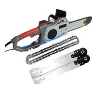 Tronçonneuse portative sans balais, tronçonneuse électrique pour béton, tronçonneuse murale à chaîne diamantée avec système anti-poussière alimenté par eau, avec 2 chaînes et 2 guides-chaînes,480