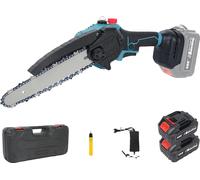 tronçonneuse sans balai 8 pouces, puissance 460W, vitesse de chaîne 5 m/s, lubrification automatique, 2 batteries, EU