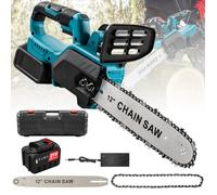 Tronçonneuse Sans Fil 12 Pouces Brushless 21V 1500W Avec Batterie Rechargeable Compatible Makita, Scie Chaîne Électrique Puissante