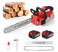 Tronçonneuse sans fil 16 Pouces - Moteur sans balais 1800 W - 2 batteries - Lubrification automatique de la chaîne et frein de chaîne pour l'abattage - Scie puissante pour arbres de jardin
