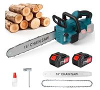 Tronçonneuse sans fil 16 Pouces - Moteur sans balais 1800 W - 2 batteries - Lubrification automatique de la chaîne et frein de chaîne pour l'abattage - Scie puissante pour arbres de jardin
