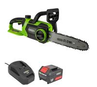 Tronçonneuse sans fil 18V - Longueur de coupe 23cm - Protection main - Etui de protection lame - Batterie 4Ah et chargeur rapide