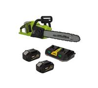 Tronçonneuse sans fil 40V + 2 batteries lithium 4Ah Guide Oregon lame 35 cm Moteur brushless + Chargeur double Rapide