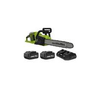 Tronçonneuse sans fil 40V + 2 batteries lithium 4Ah Guide Oregon lame 35 cm Moteur brushless + Chargeur double Rapide