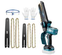 Tronçonneuse sans fil compatible avec Bosch B 18 V batterie, tronçonneuse manuelle sans balais de 15,2 à 20,3 cm avec affichage de batterie, 2 plaques, 4 chaînes, gants, lunettes (sans batterie)