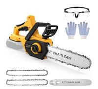 Tronçonneuse sans fil de 30 cm compatible avec batterie Dewalt 20 V, scie à chaîne manuelle sans balais de 30 cm, scies électriques avec 2 chaînes, huileur automatique et tension de chaîne, outil de