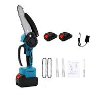 Tronçonneuse sans fil de 6 Pouces avec 2 Batteries-ANTCOOL-2 Chaînes Pour le Jardinage-2000w-Pour le Jardinage, les Coupes à-Blue