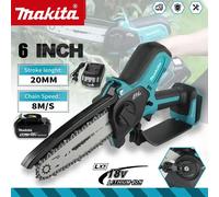 Tronçonneuse sans fil Makita 18V pour le travail du bois, mini-tronçonneuse portative électrique de 6 pouces pour l'abattage des arbres EU