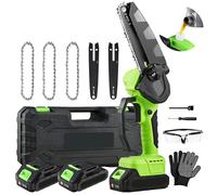 Tronçonneuse sans fil, Tronçonneuse 6 pouces avec 2 batteries, tronçonneuse portative pour l'élagage des arbres et la coupe du bois