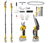 Tronçonneuse & sécateur sans fil 4 en 1 pour Dewalt 20V (sans batterie) | 8", tronçonneuse à tige, avec extension 2m, sécateur électrique 30mm, avec lame de rechange