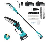 Tronçonneuse télescopique 2 en 1 STANEW, mini tronçonneuse sans balais avec 2 x 4000mAh batteries, 6 Pouces, hauteur de travail max. 4,55 m, réglage multi-angle de 0-120°avec écran LCD