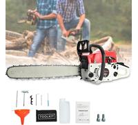 tronçonneuse thermique 58 CC de 50,8 cm chaine tronconneuse scie à chaîne à essence à 2 temps facile à démarrer, elagueuse thermique pour couper les arbres, le bois, la coupe des branches (rouge)