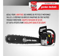 Tronçonneuse thermique 58CC - guide 50cm livrée avec 2 chaînes - Elem Garden