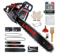 Tronçonneuse thermique 58cm³ professionnelle, moteur 2 temps, 3,5CV, avec guide-chaîne de 50 cm et 40cm, 2 chaînes, idéale pour l'entretien des arbres, l'exploitation forestière et le jardinage