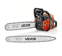 Tronçonneuse Thermique 62 cm³ 2 7 kW-VEVOR-Scie à Chaîne à Essence 2 Temps pour Coupe Bois Élagage Défrichage Double Réservoir
